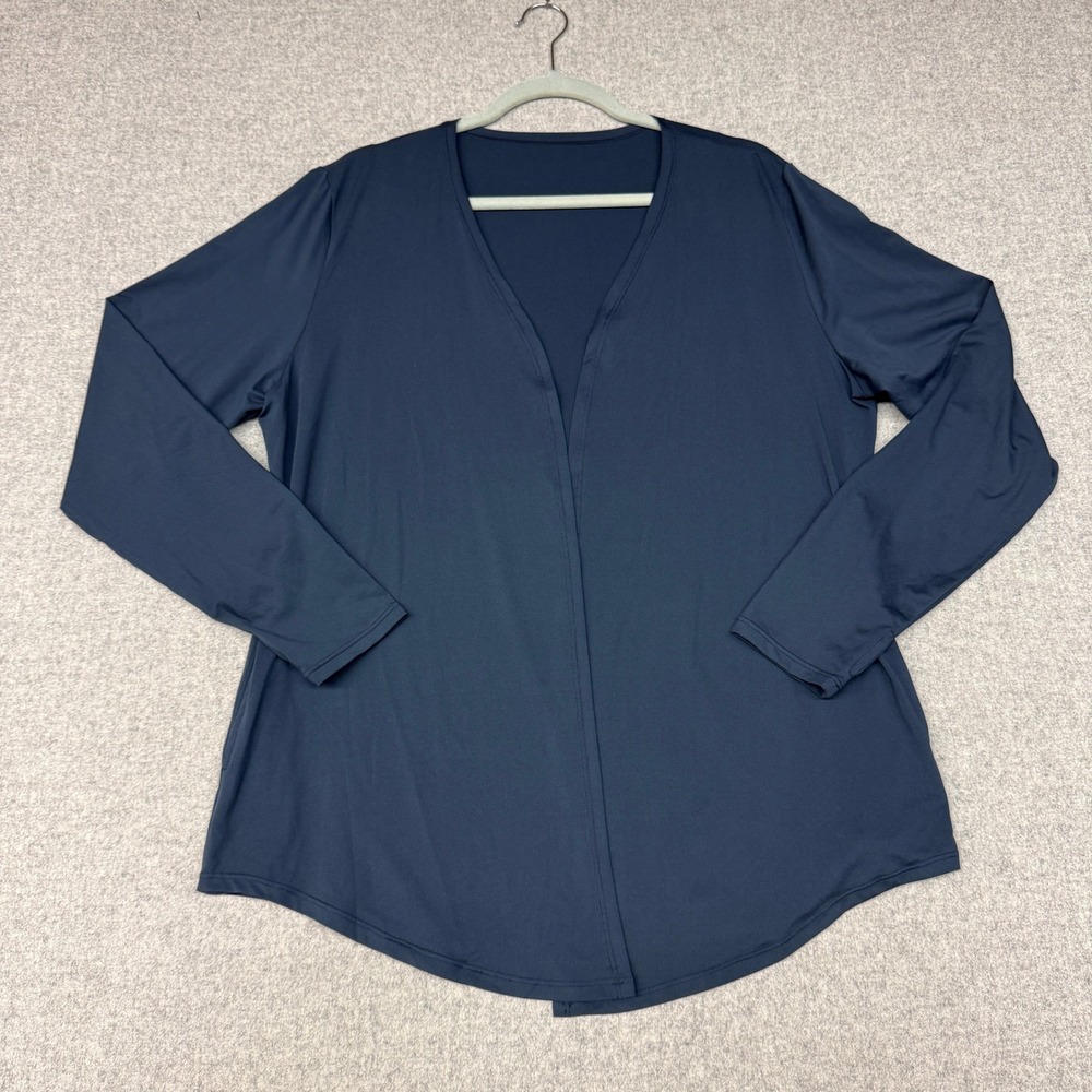 G4Free Cardigan XL Navy Blue Open Front Thumbhole Pocket Active Travel Wrap Top